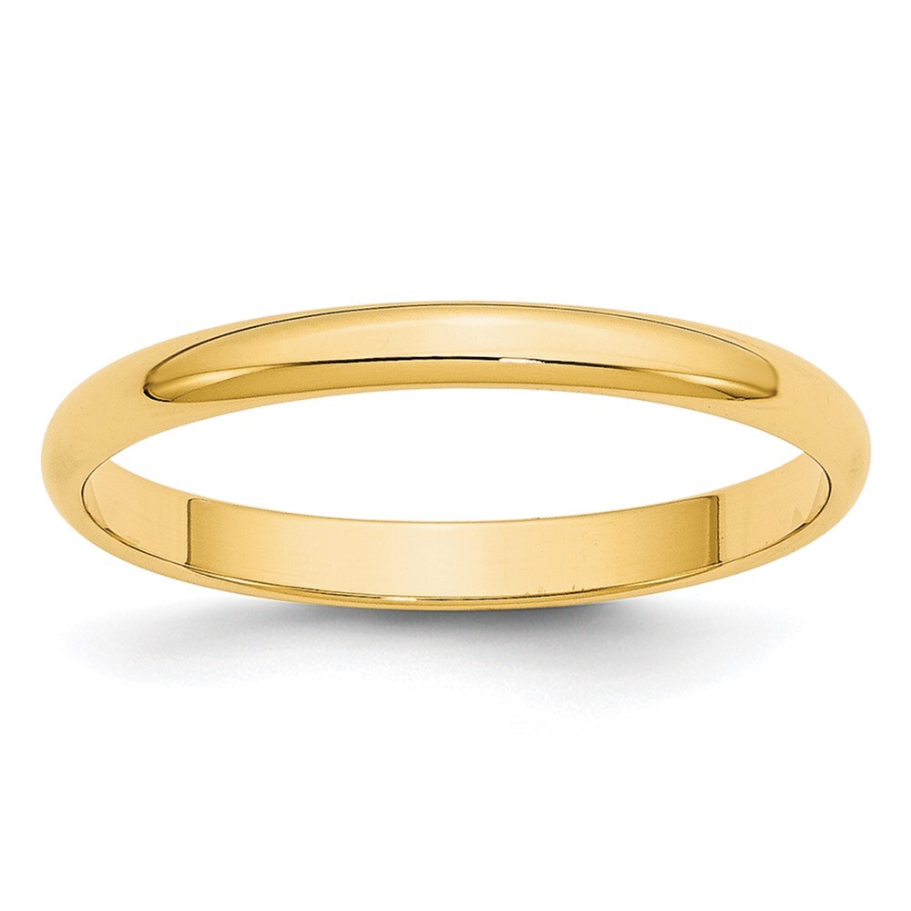 10k Yellow Gold 2.5mm Lightweight Half Round Wedding Band Ring Size 10 for Men