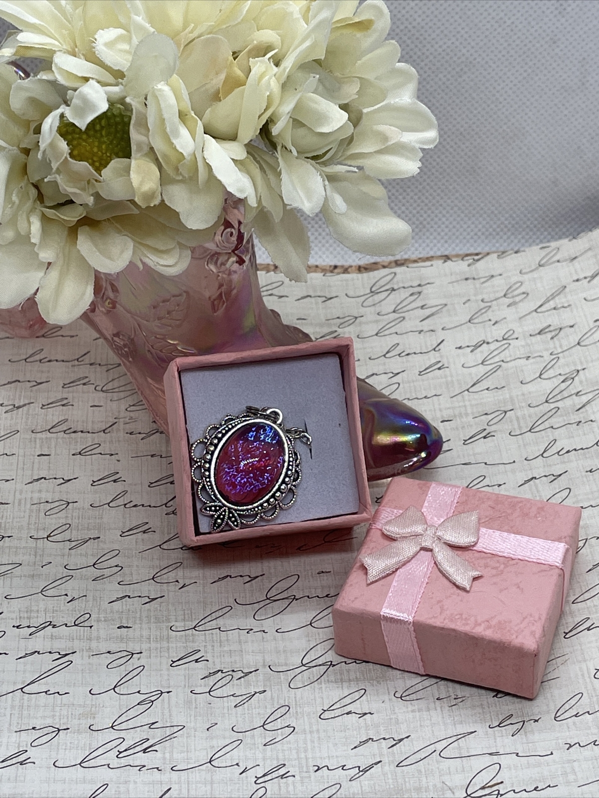 Mexican Fire Opal Dainty Necklace Pendant Anniversary Birthday Gift Mom Daughter