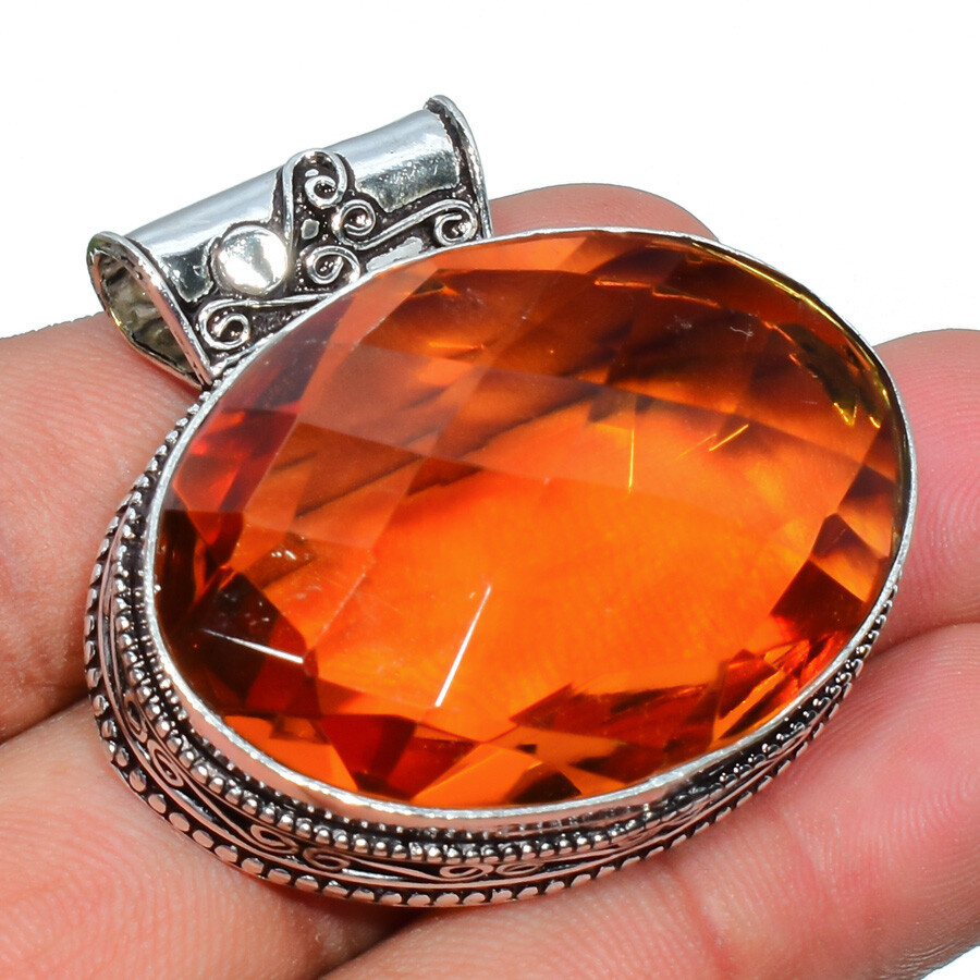 AAA+ Citrine Gemstone Handmade 925 Sterling Silver Jewelry Oval Cut Pendant