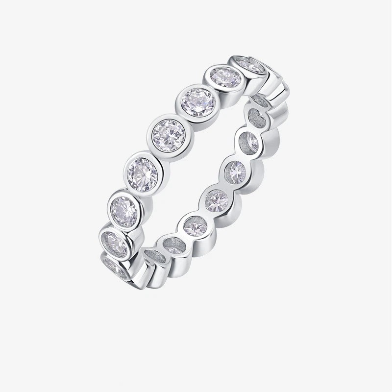 3mm 0.1ct D Color VVS Moissanite Eternity Band Ring 925 Sterling Silver Jewelry