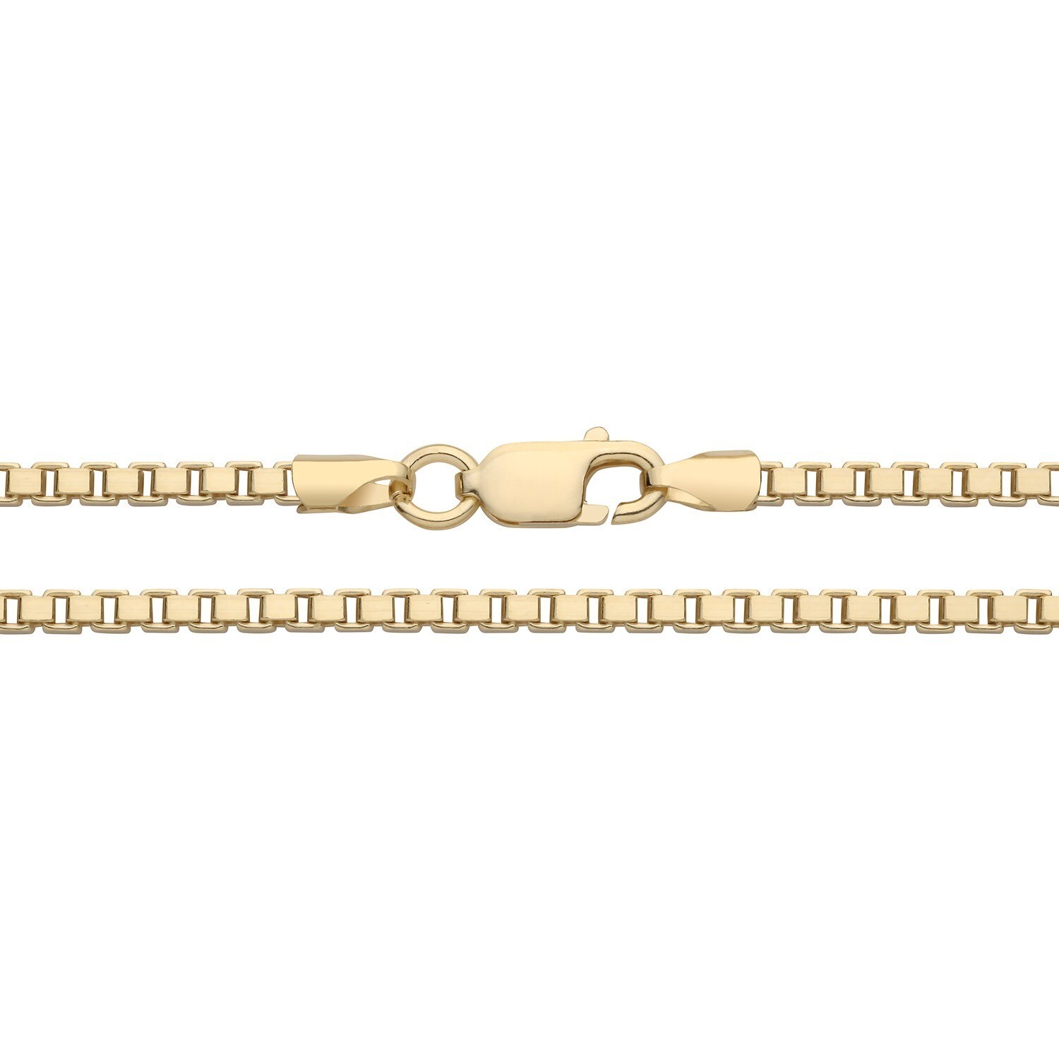 Solid 9ct Yellow Gold on Silver 2.3mm Box Chain Necklace 16 18 20 22 24″