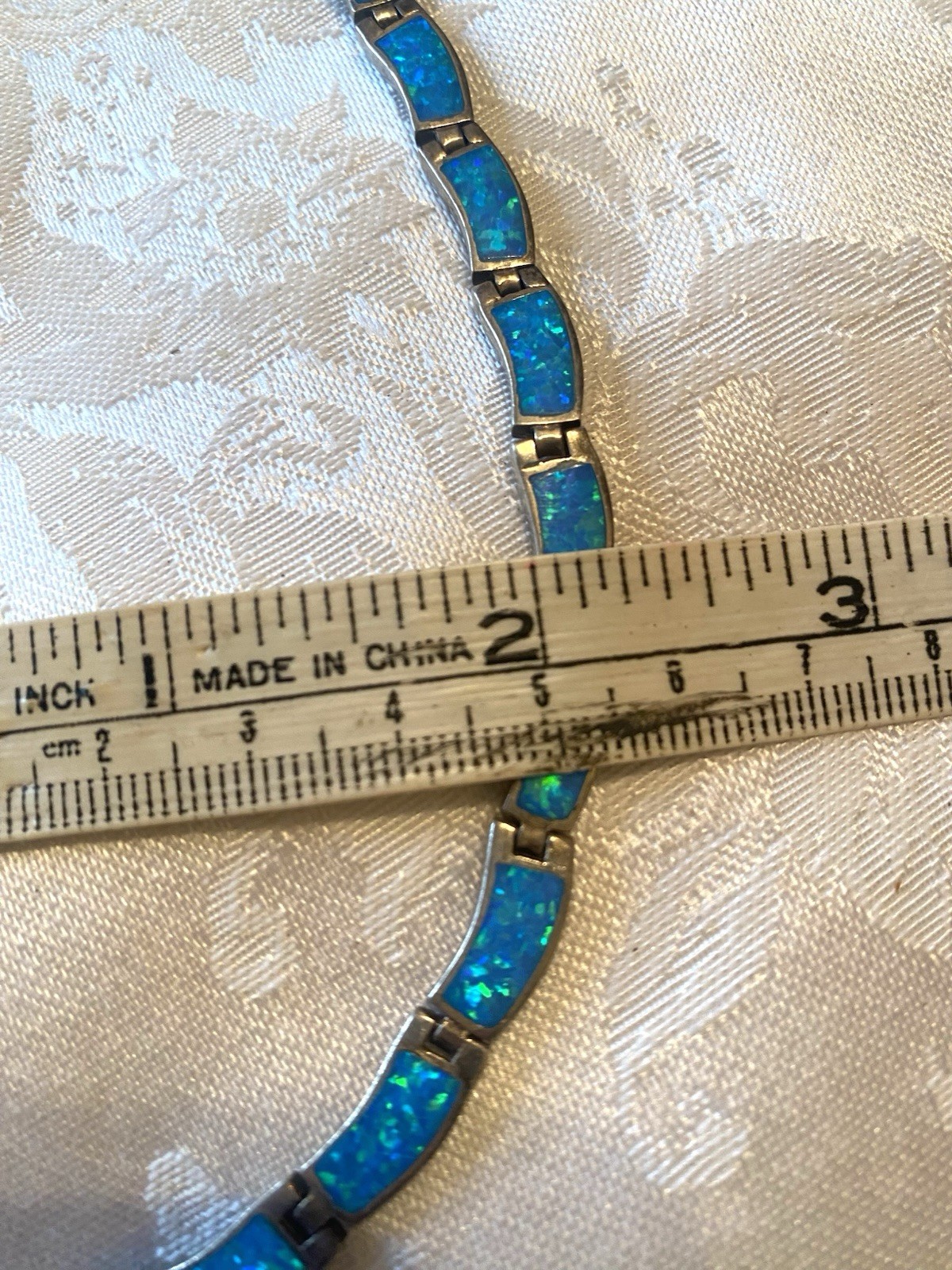 Sterling Silver 925 Fire Rainbow Blue Opal Necklace Southwestern