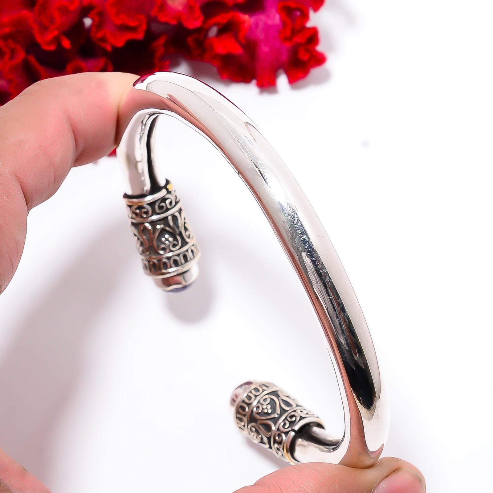 Purple Charoite – Siberia 925 Sterling Silver Bali Cuff|C1000394123