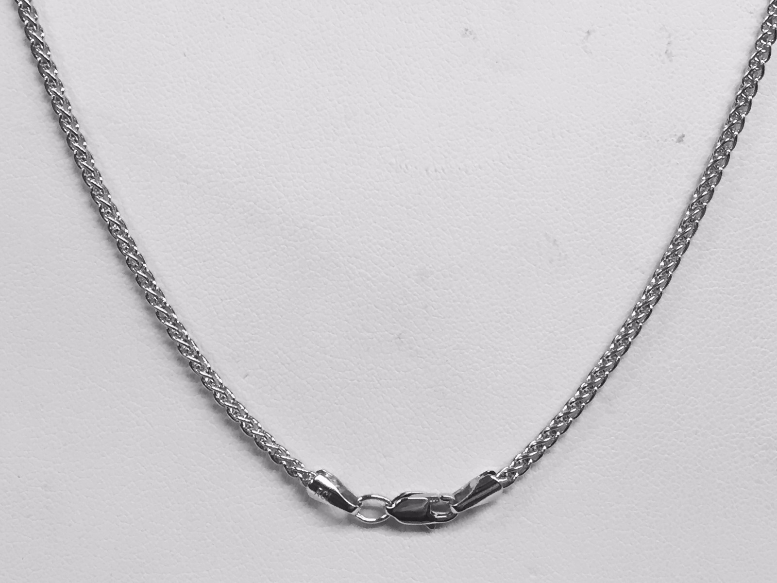 18k White Gold 16″ Basket Rope Round Wheat Link Chain Necklace 1.4 mm 3.3 grams
