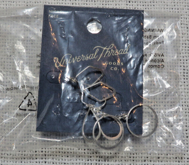 Universal Thread Goods Co 3 Pair Nickel Free Earrings Pierced Hoops