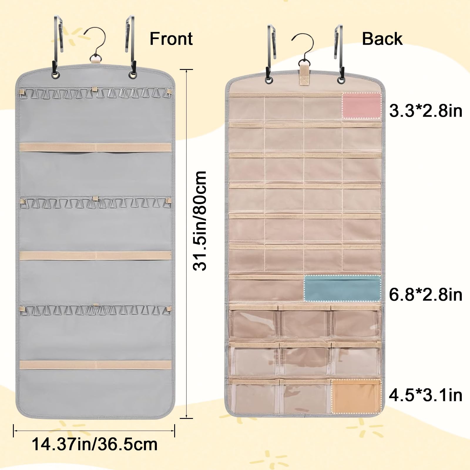 Over the Door Jewelry Organizer Hanging: Double-Sided Storage with 28 Small 2…