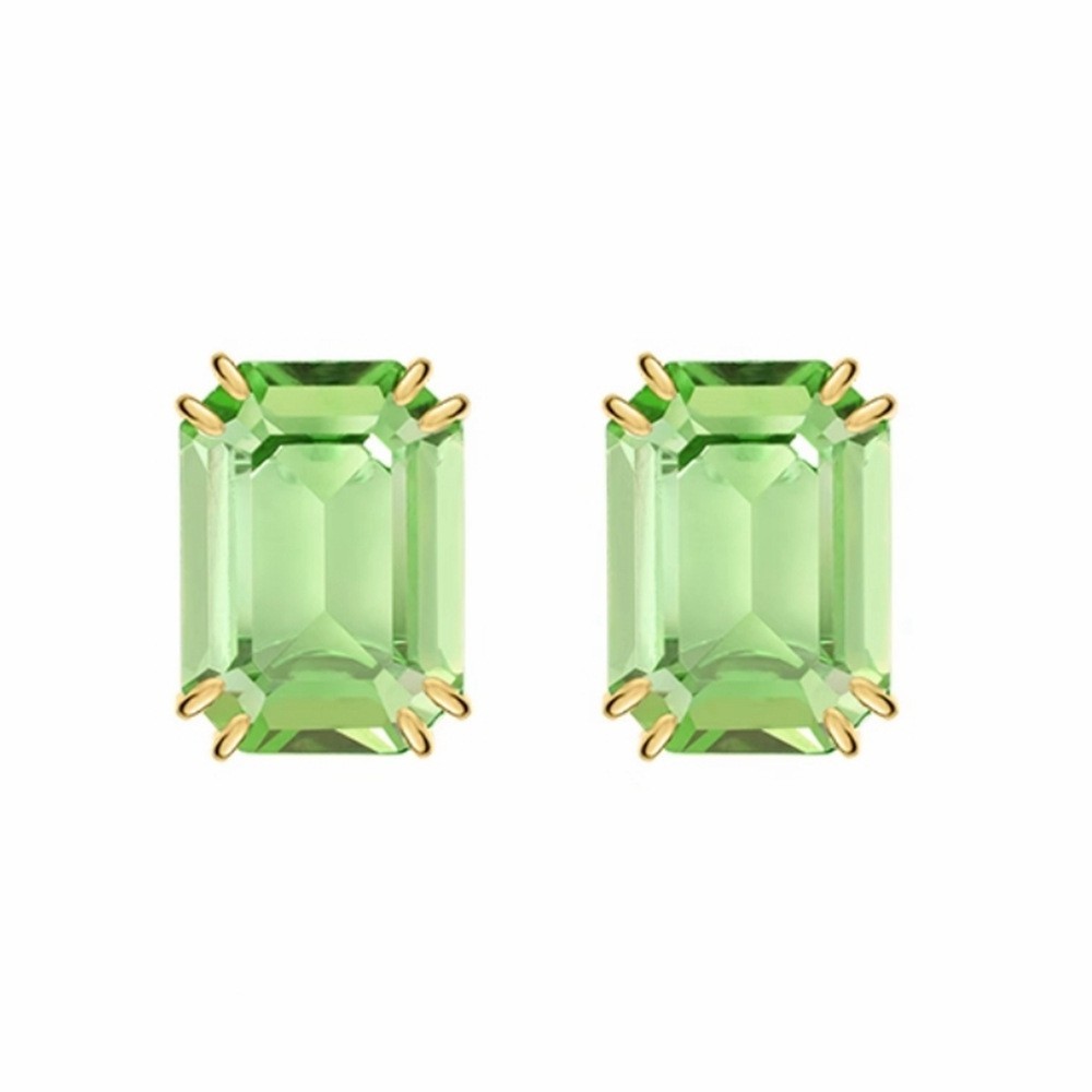 Swarovski Octagonal Cut Square Candy Earrings Fresh and Charming Green Square