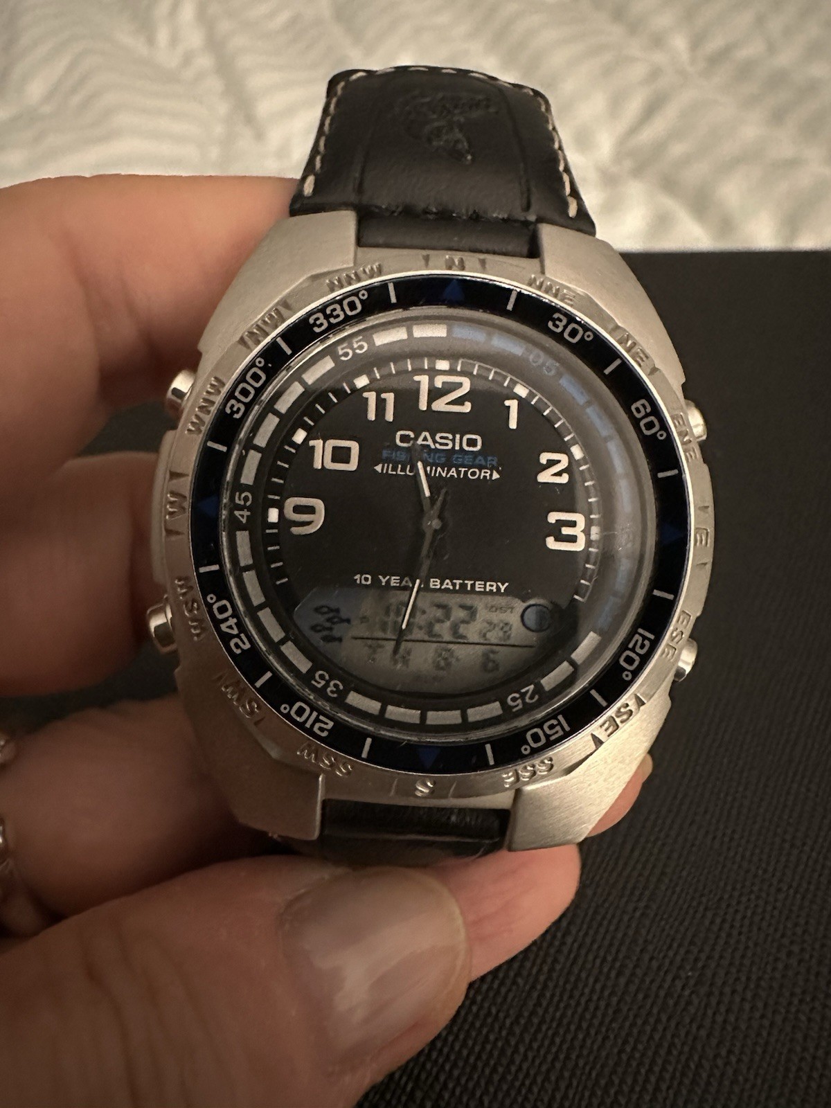 Casio Fishing Gear AMW-700 Analog-Digital 100m Dual Time Moon Phase Watch