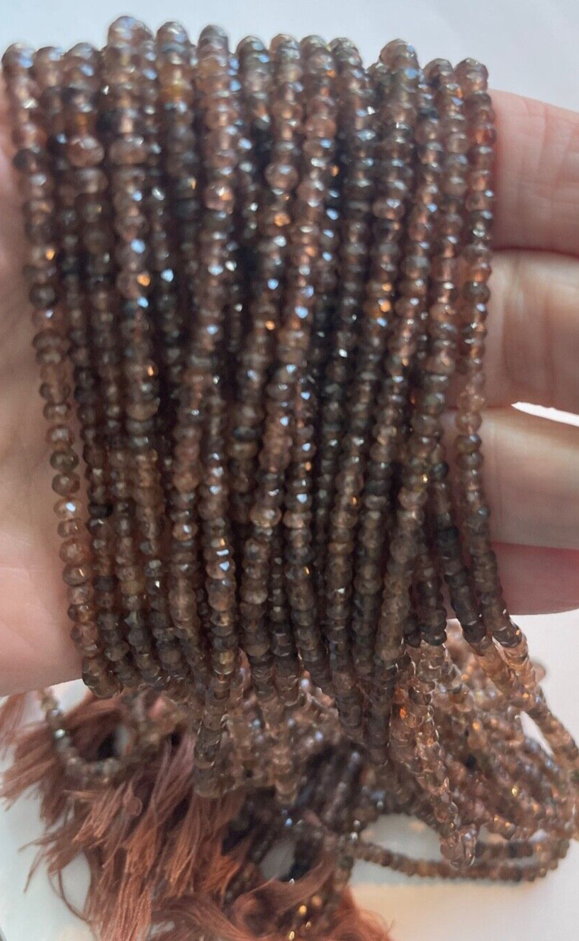 ONE STRAND ANDALUSITE 3.75 MM FACETED RONDELLES STRAND IS 13.75″ BELOW WHOLESALE