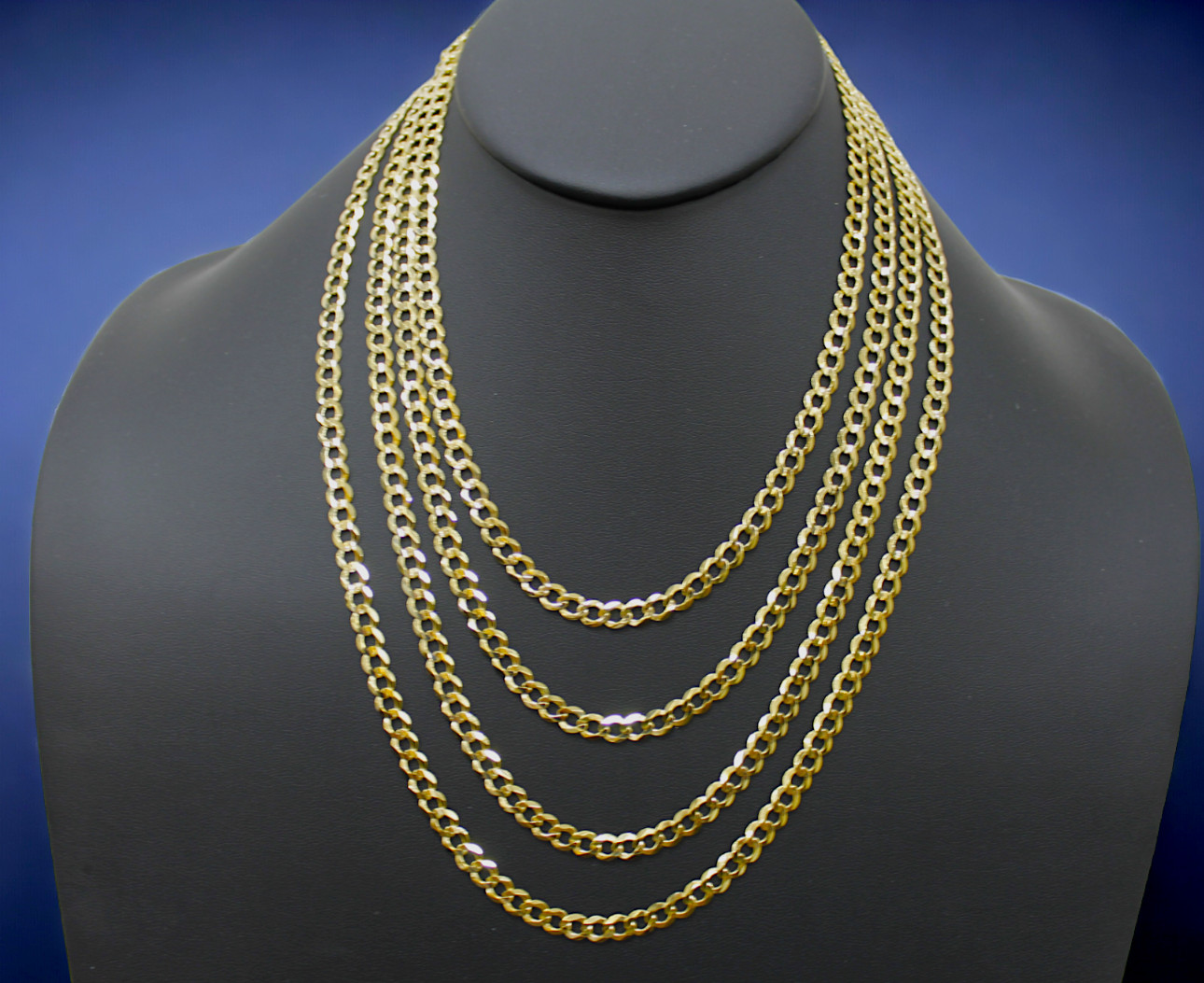 14K Yellow Gold 2mm-9mm Curb Cuban Chain Necklace Round Link All Sizes Men Women