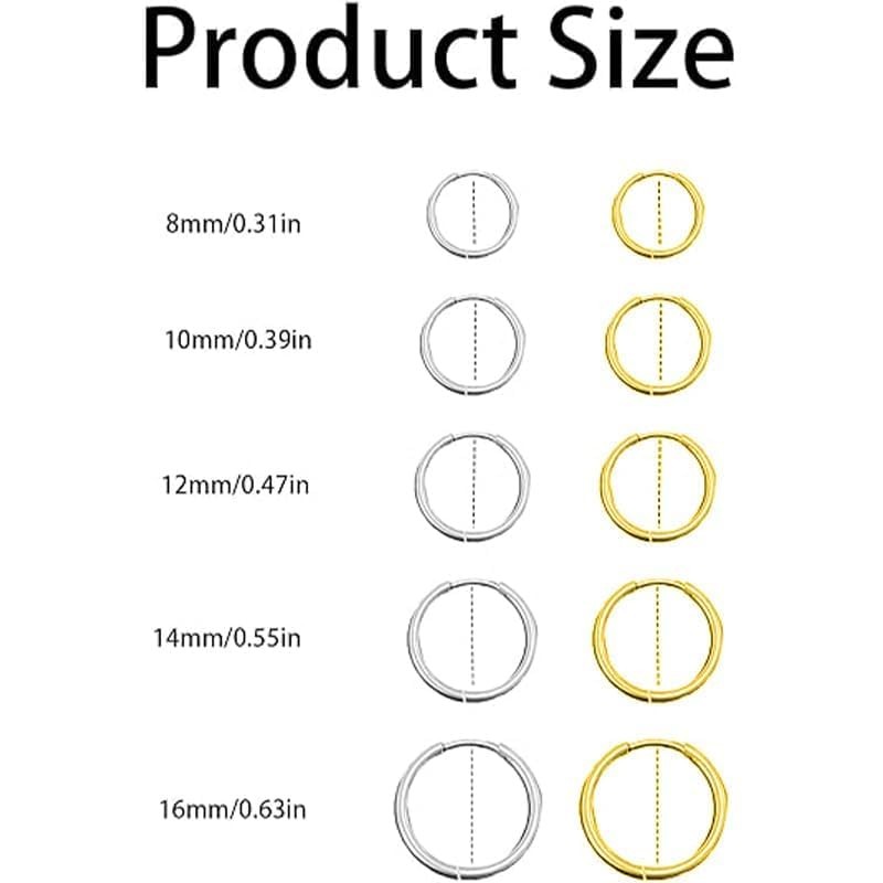 10Pairs Titanium Earrings Stainless 8mm, 10mm, 12mm, 14mm,16mm, sliver,glod