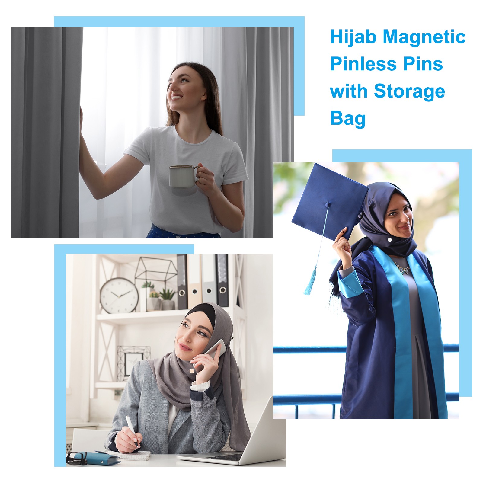 4 Pcs Alloy Galvanized Iron Hijab Magnetic Pinless Pins