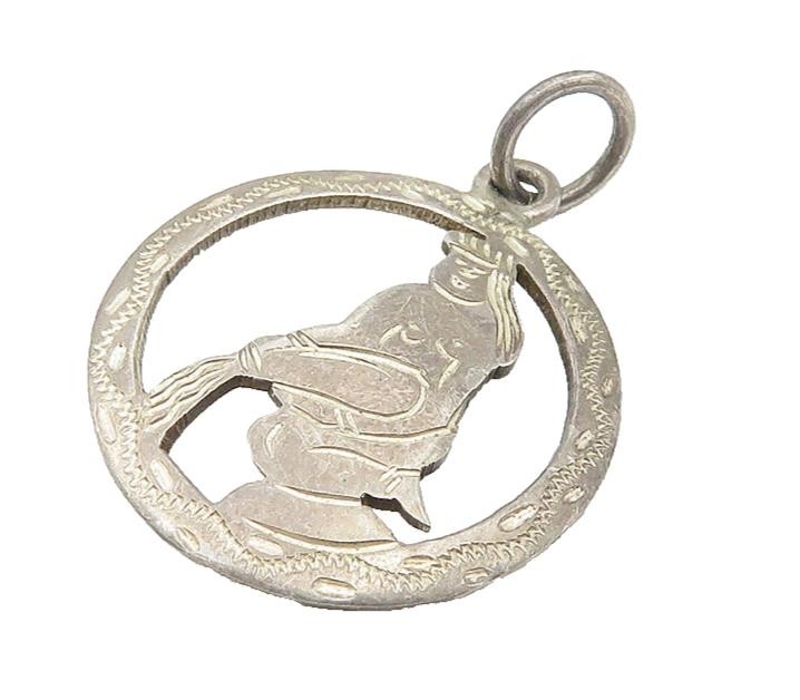 925 Sterling Silver Vintage Dark Tone Woman Pouring Water Pendant PT8755