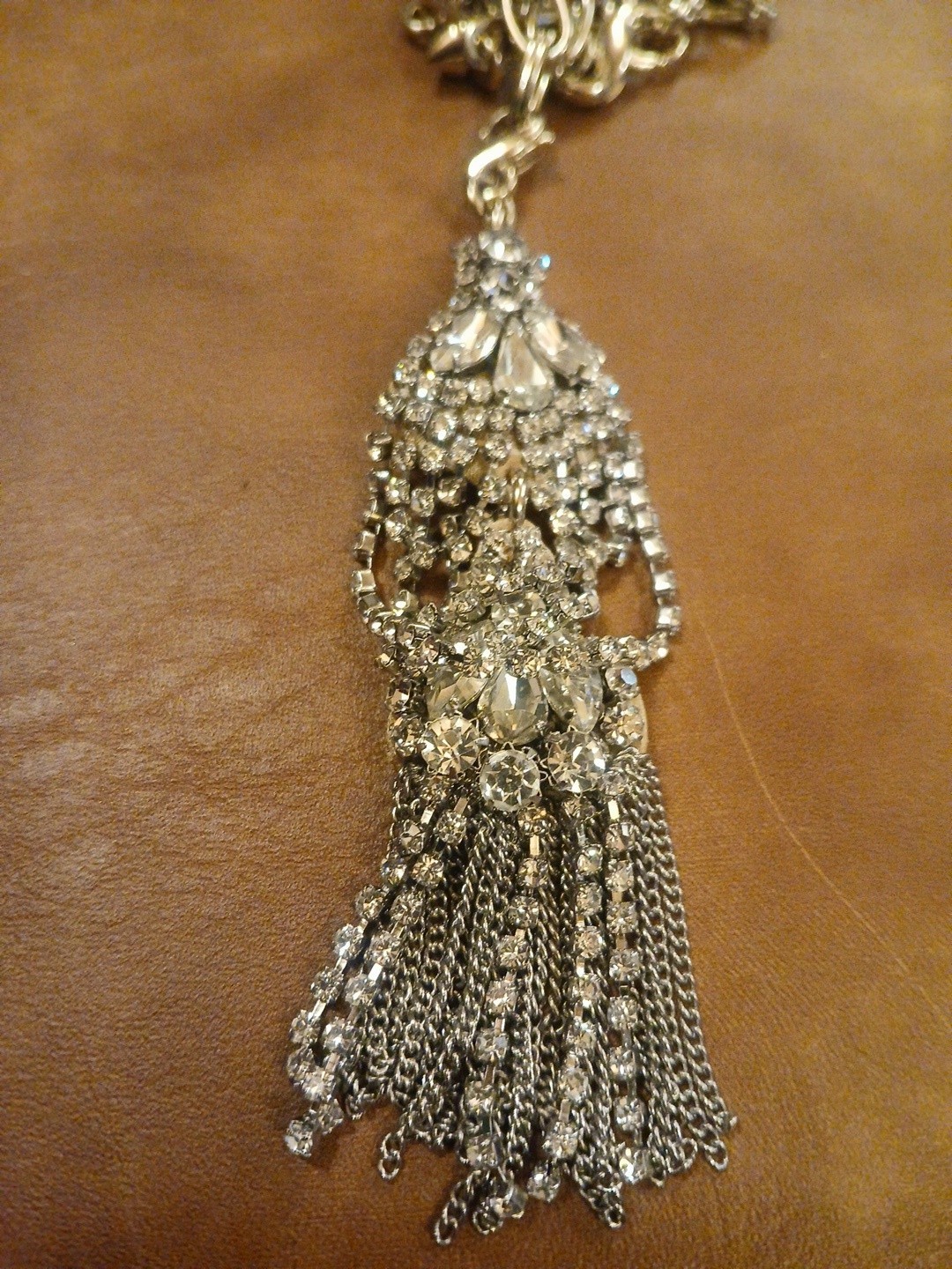 CAbi Wink Wide Link 4″ Rhinestone Drop Pendant Detachable Necklace