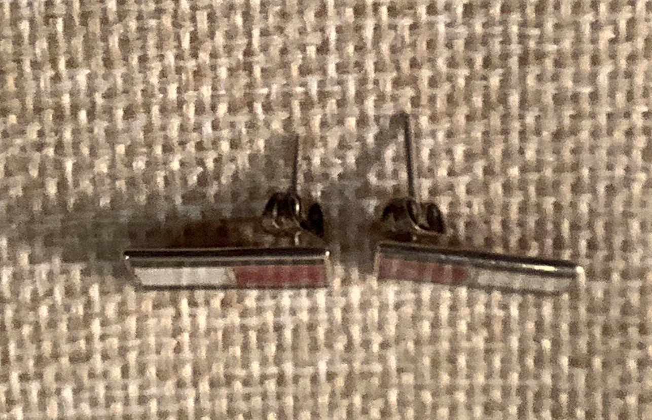 Sterling Silver Stud Earrings Enamel Black Red White Contemporary Design