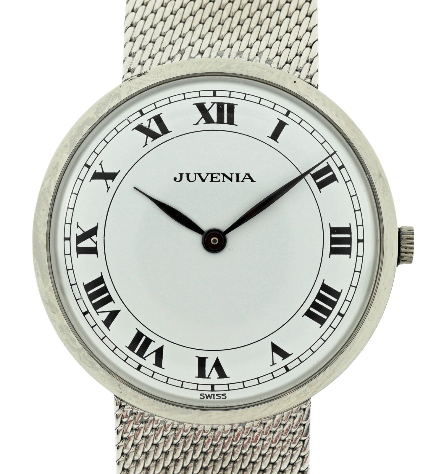 Vintage 1970’s Juvenia 33mm Mechanical Stainless Steel White Dial Cal 975 Watch!