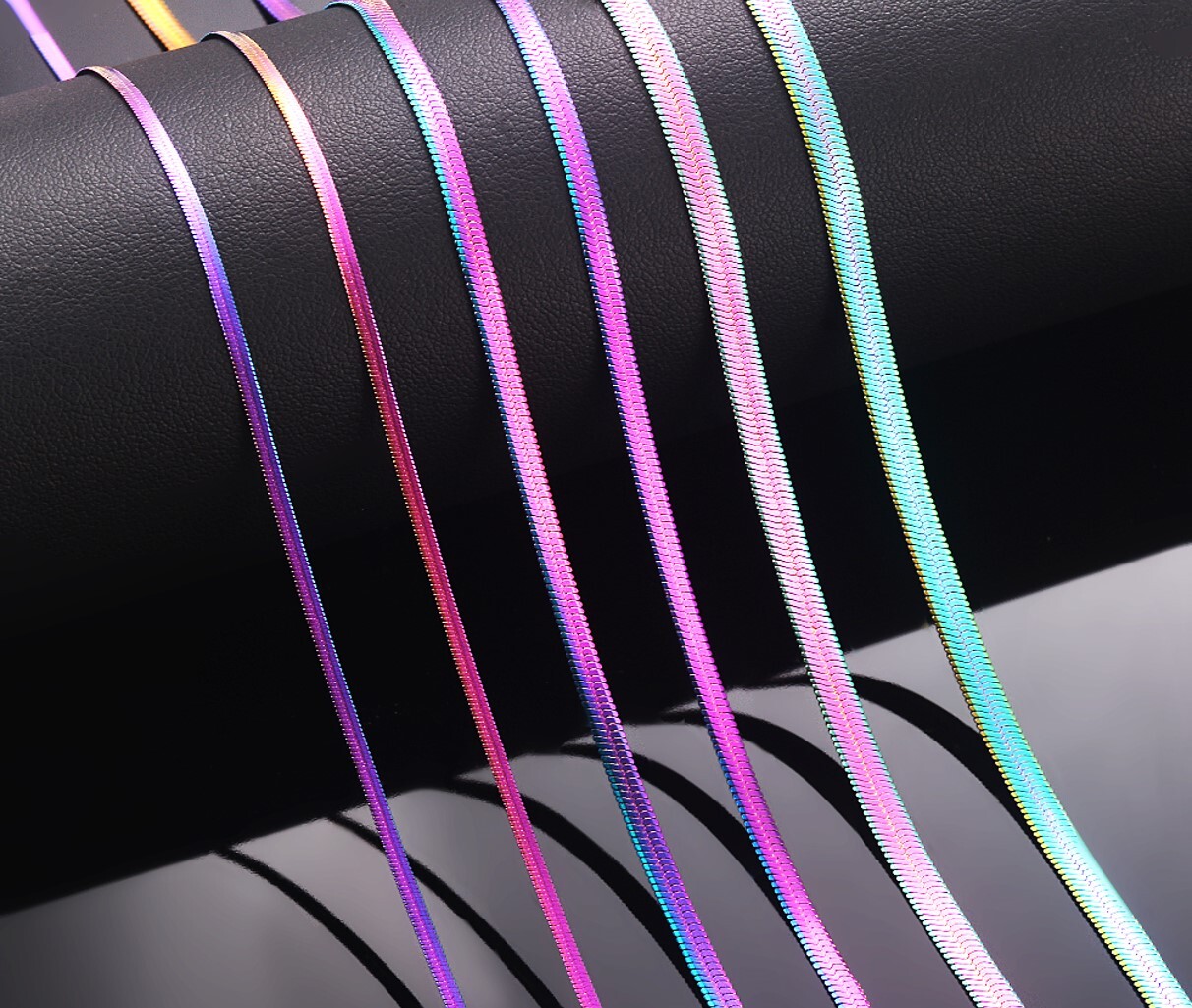 1-10pc Stainless Steel Rainbow Herringbone Chain Necklace Wholesale Bulk Lot
