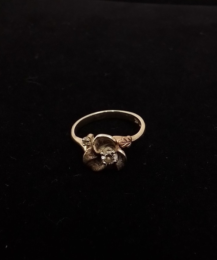 Diamond Engagement Ring + Band Flower Size 4.5 8 Pt. Diamond 14K Gold #J3942
