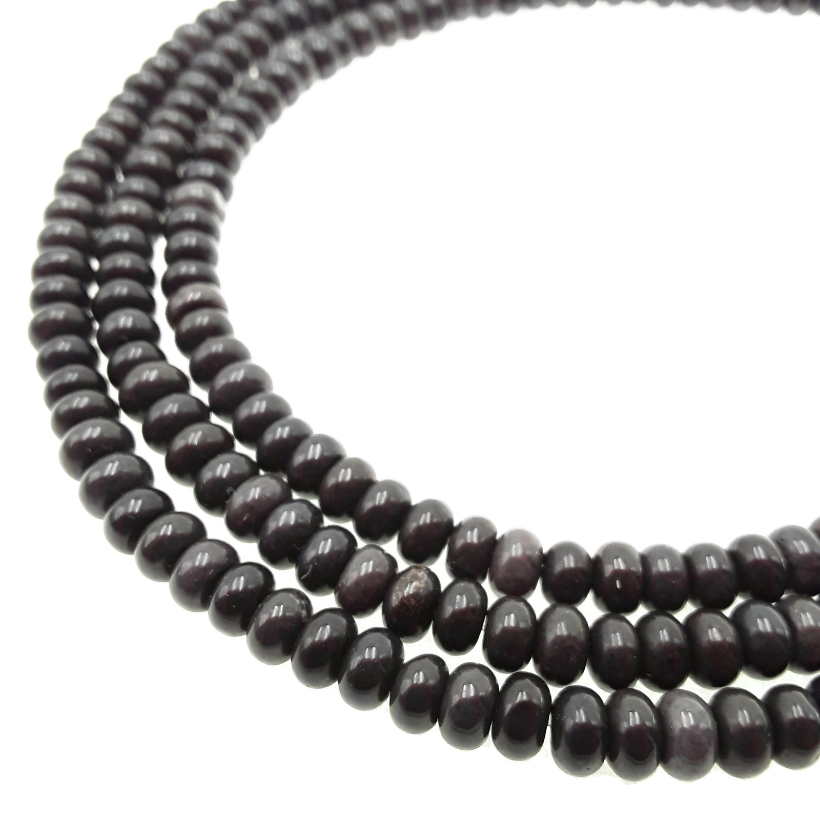 Black Magnesite Turquoise Smooth Rondelle Beads 3x4mm 4x6mm 15.5″ Strand