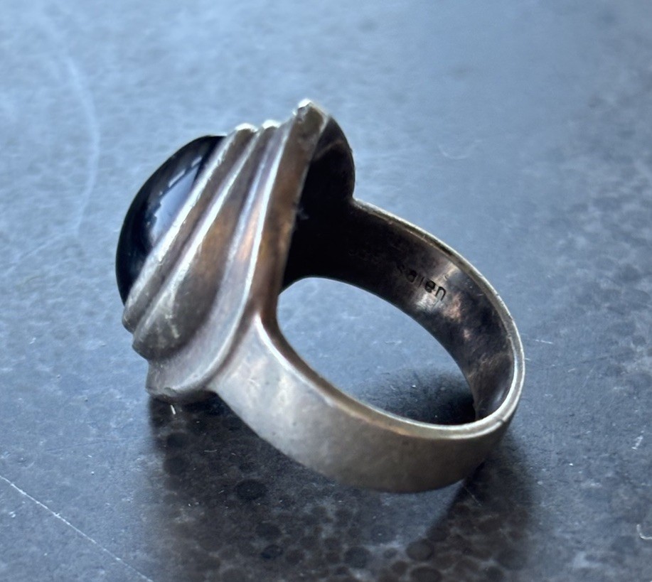 Sajen Sterling Silver Ring 925 Onyx Stone Size 6