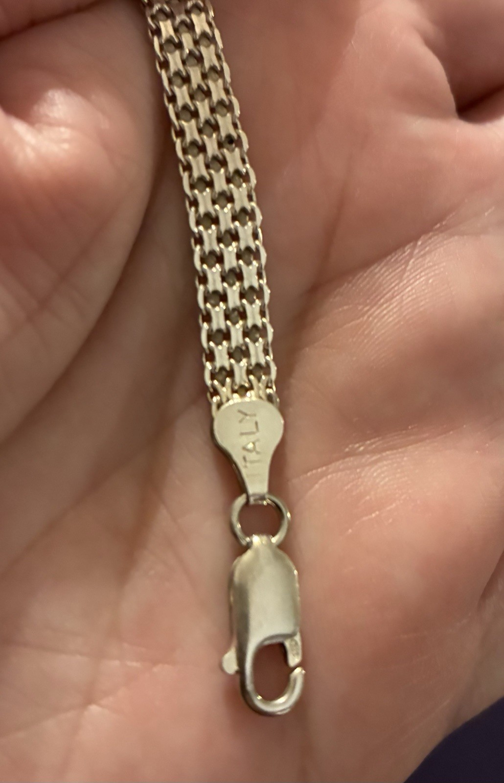 Sterling Silver Mesh Chain Bracelet, Lobster Clasp Closure, No Stone 7 inch