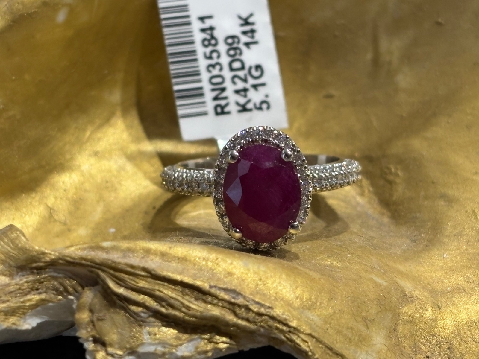 Natural GIA Cert 3.0ct Ruby & .90ct Diamond 14k Wt Gold Ring, Size 7.