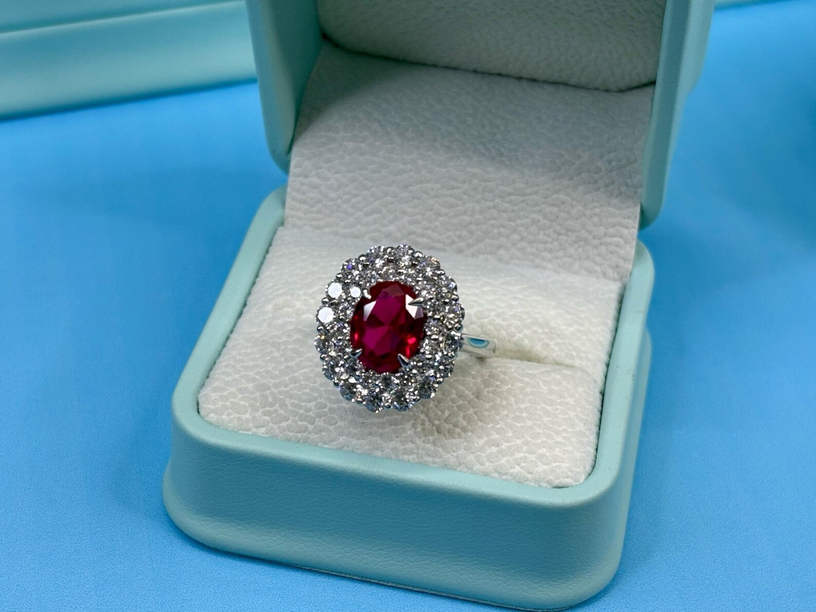 2.50 Ct Natural Red Ruby Diamond Anniversary Ring 14K Solid White Gold Size 6.5