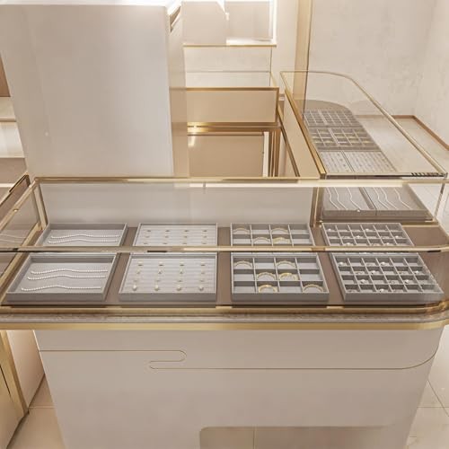 Velvet Flat Jewelry Trays Stackable Jewelry Drawer Organizer Holder for 1 Grid