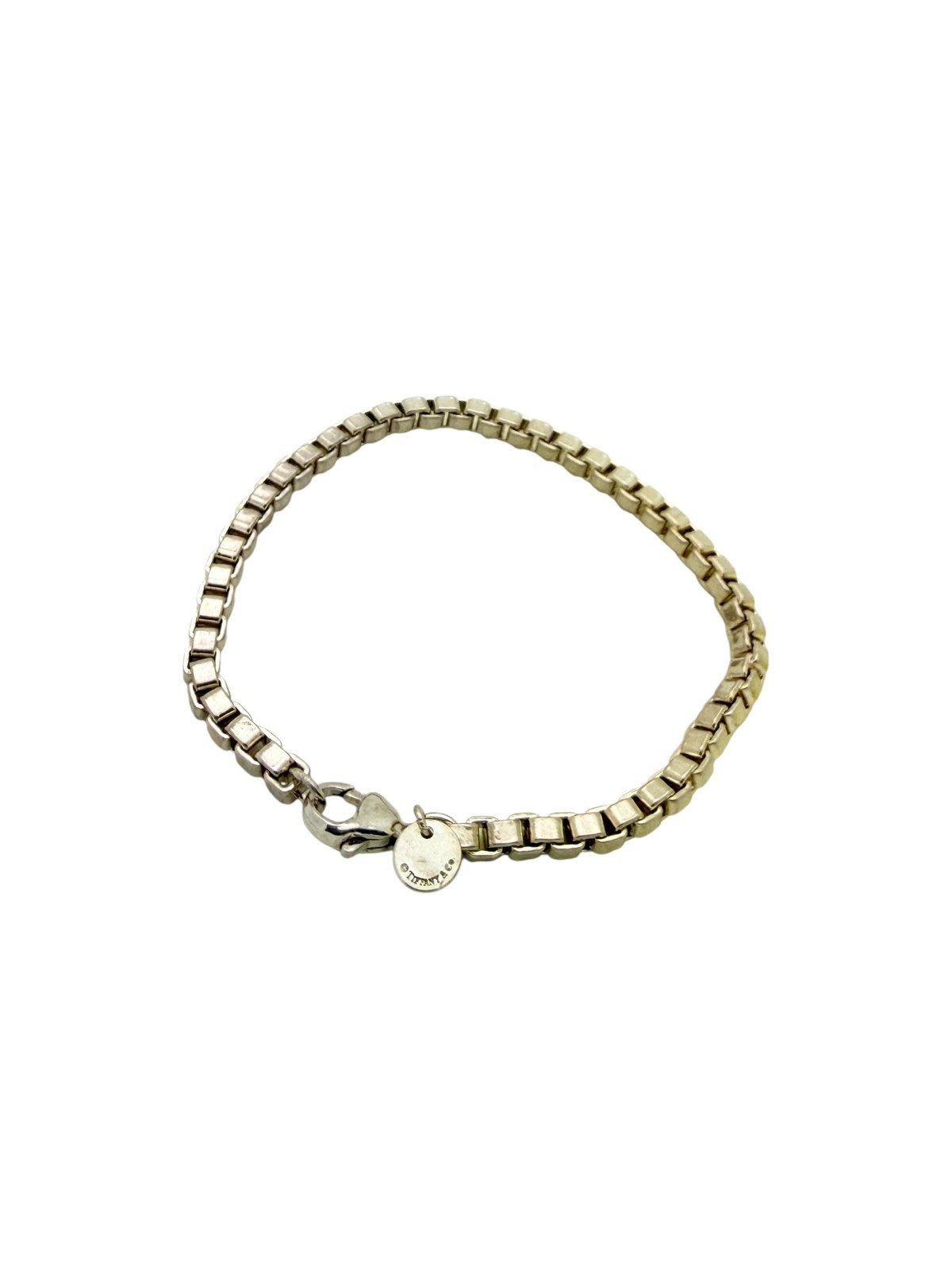 Tiffany & Co. Sterling Silver Venetian Box Chain Link Bracelet 7 1/2″ – Pouch