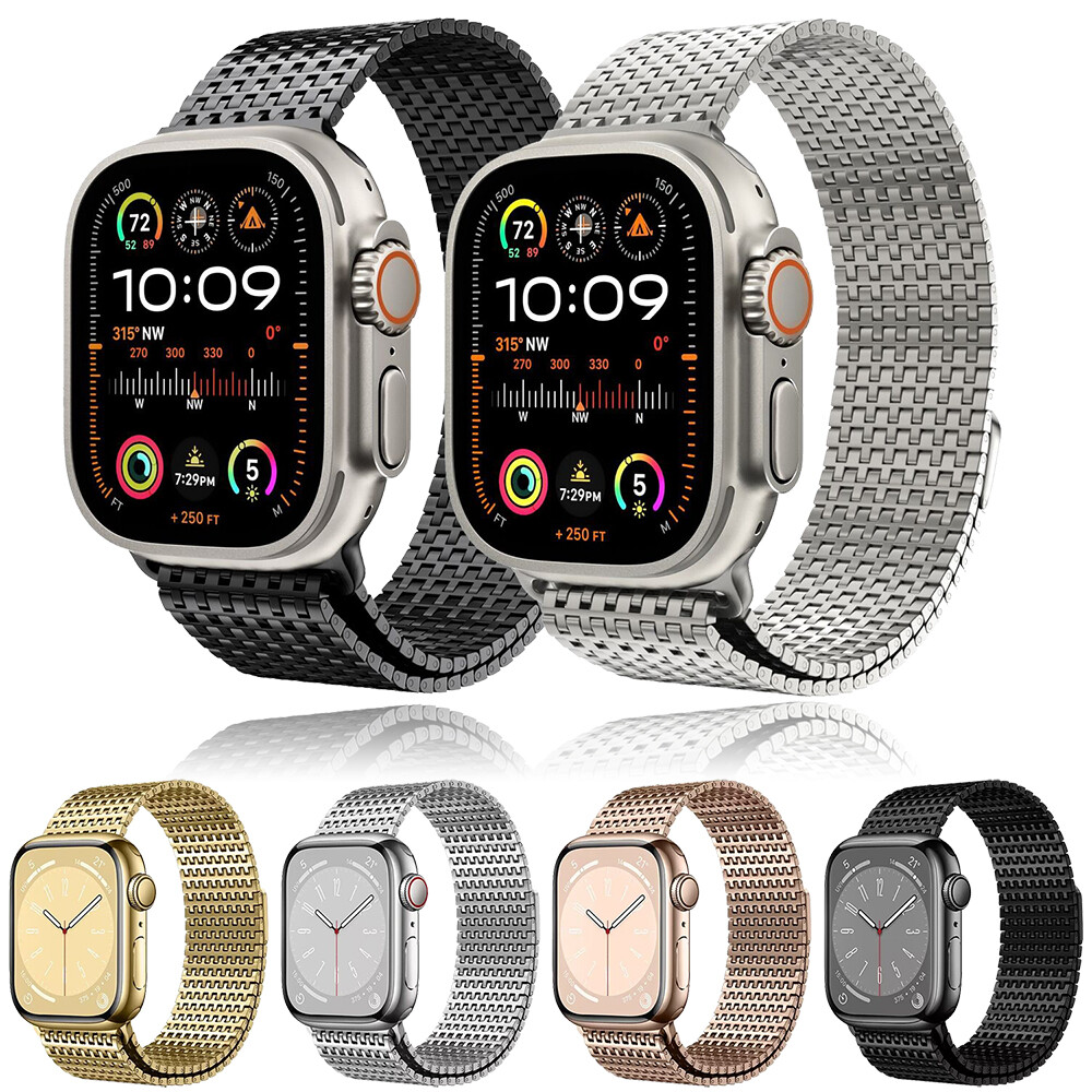 Stainless Steel Mesh Band for Apple Watch 10 9 8 7 6 SE 42/44/45/46/49mm Ultra 2