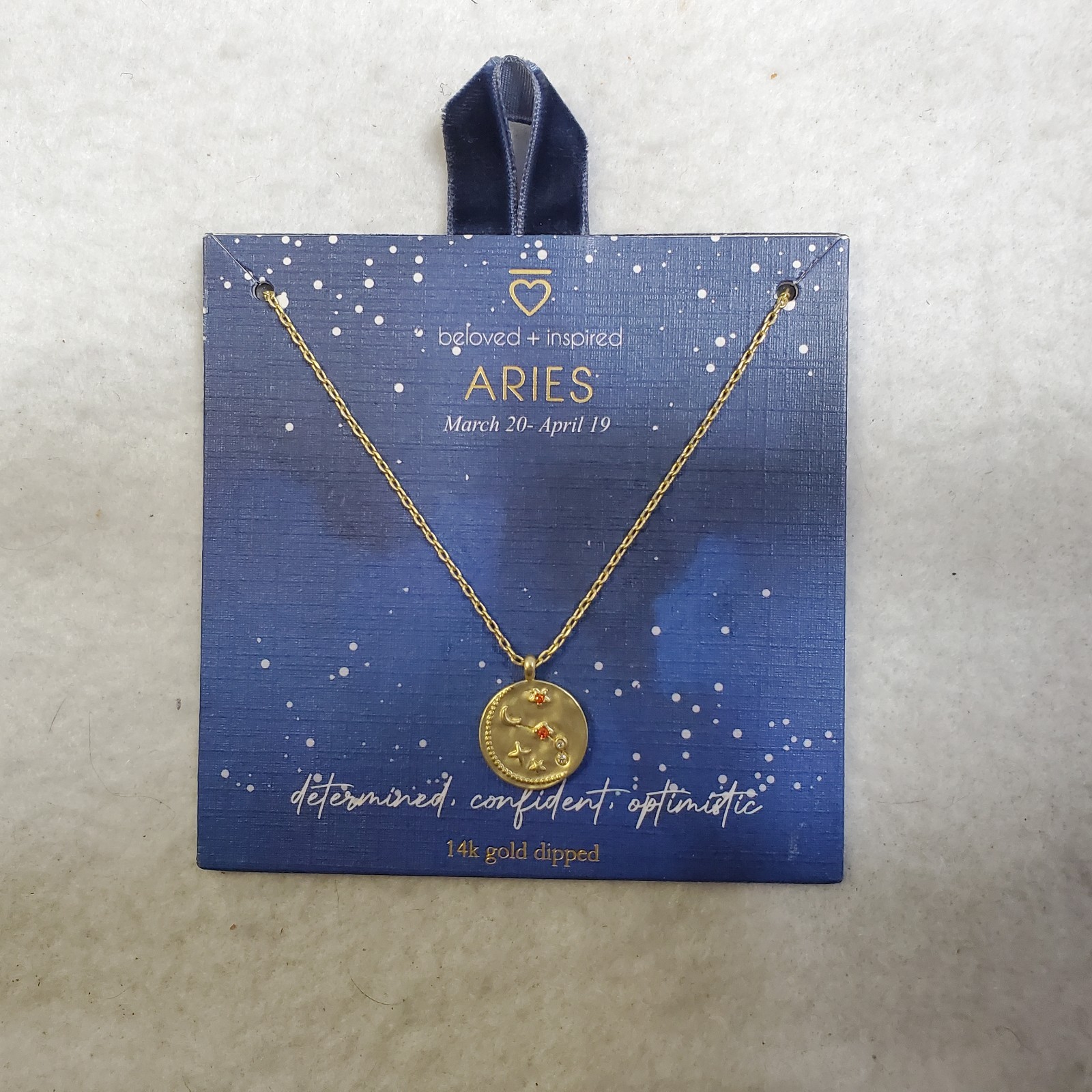 Beloved + Inspired Zodiac Necklace Aries 14K Gold Dipped March 20-April 19 New