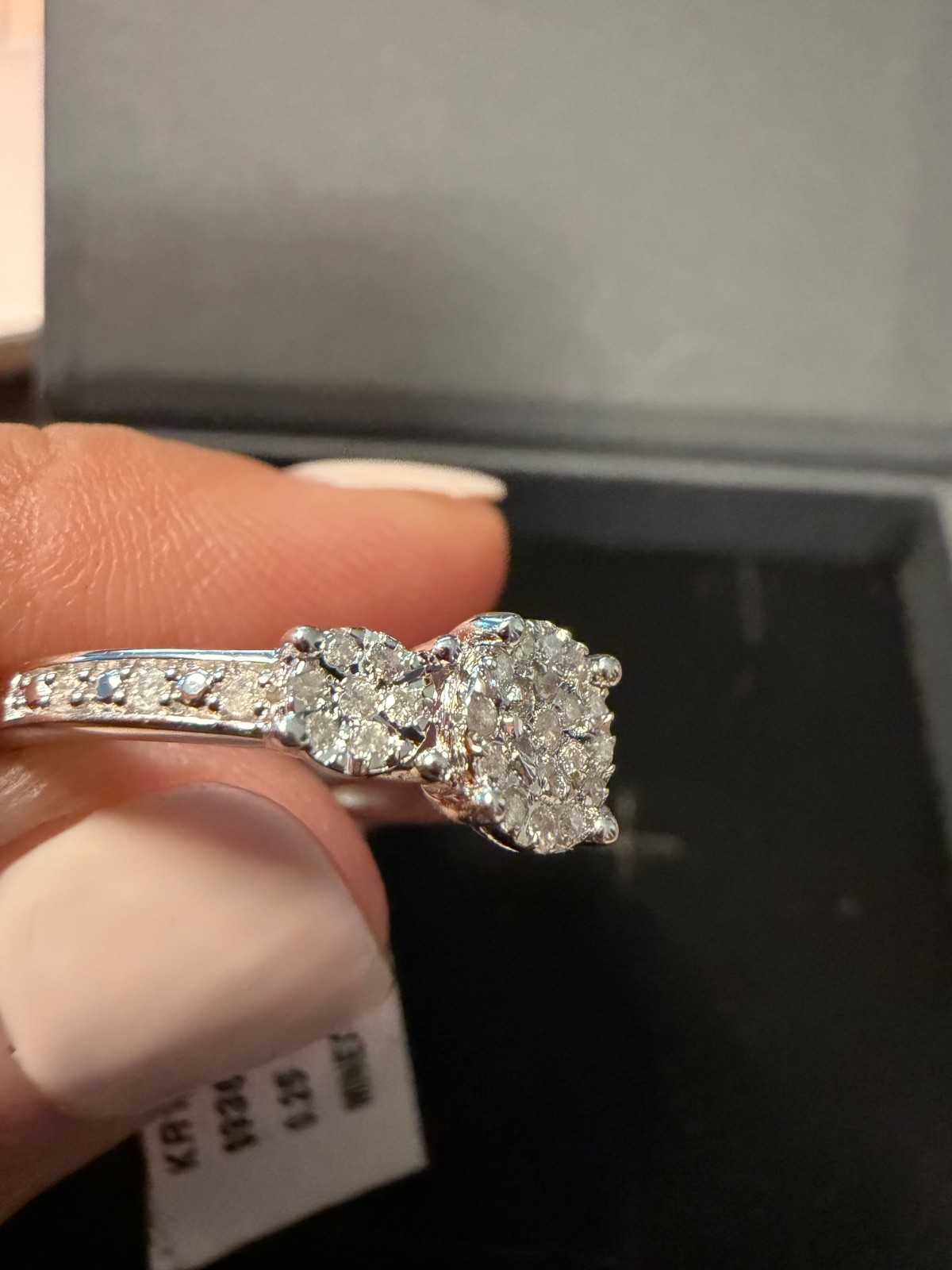 0.25 CTW Natural Mined Diamond Ring 925 Sterling Silver Pavé Size 7