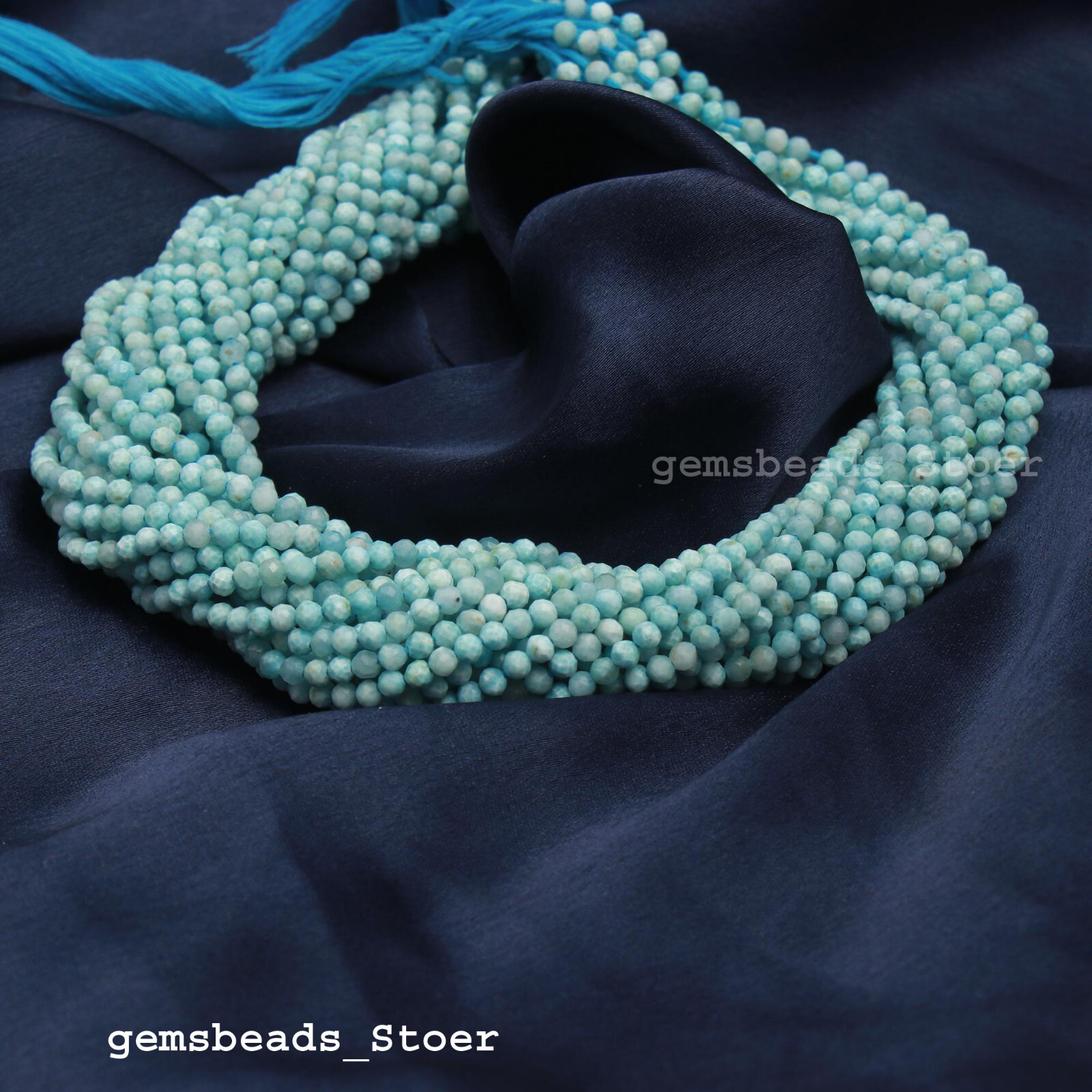 1 Strand A+ Amazonite Natural 3mm Round Faceted Loose Gemstone Beads 13″