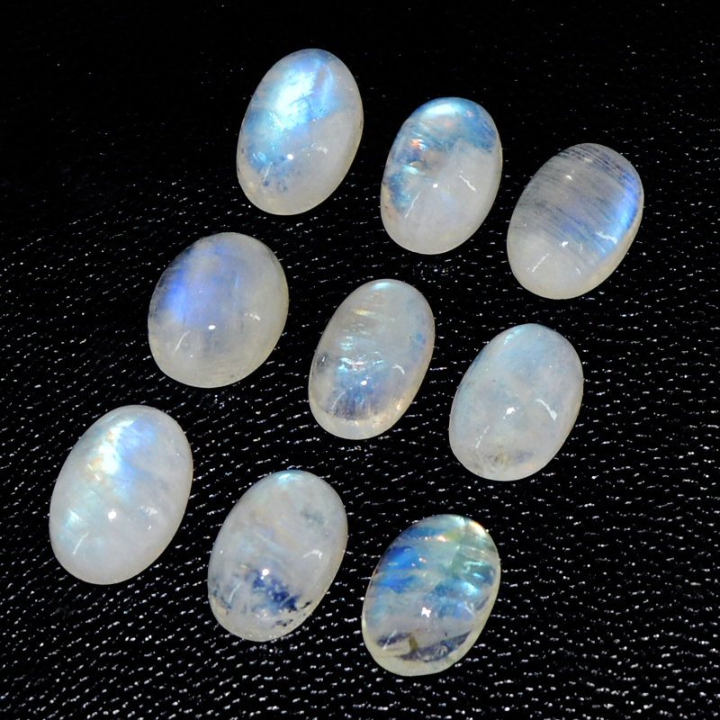 36.30 Cts / 9 Pcs Earth Mined Untreated Blue Flash Moonstone Oval Shape Gems Lot