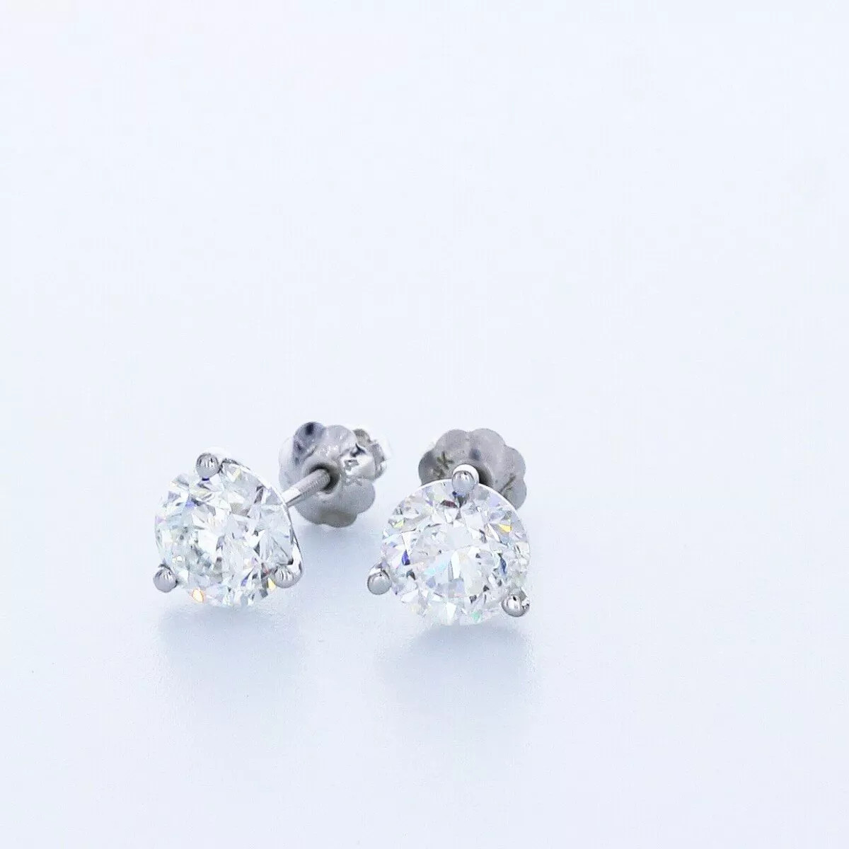 Stud Earrings Solid 14K White Gold Classic 2.15 CT Round Natural Diamond E VS2