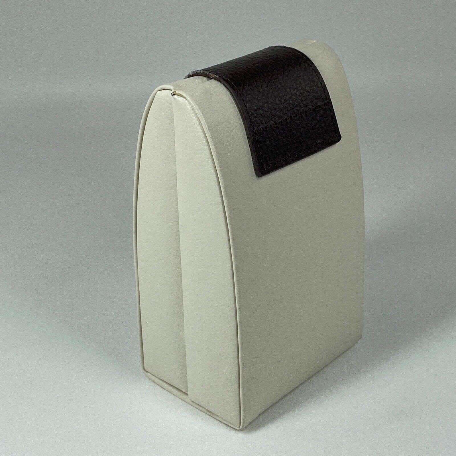 EUC BEY-BERK “Madeline” Ivory & Brown Leather Suede Folding Travel Jewelry Case