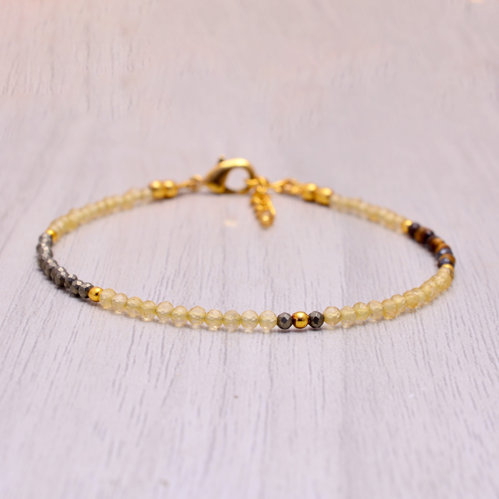 Abundance Bracelet, Wealth Bracelet with Citrine Tigers Eye Pyrite Gemstones,