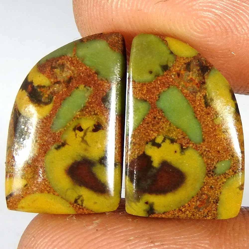 16.15Cts Natural Fruit Jasper matched 18x11x3 Fancy Pair Cabochon Gemstone