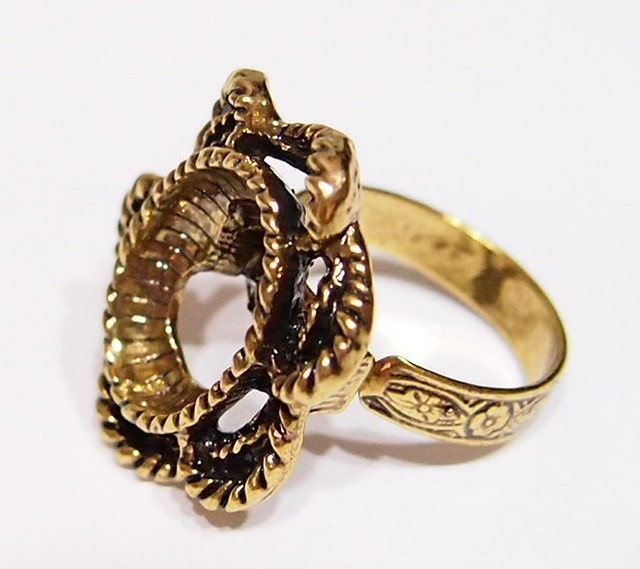 6 -18x13mm Antique Gold Victorian Twisted Rope Floral Adjustable Ring Setting