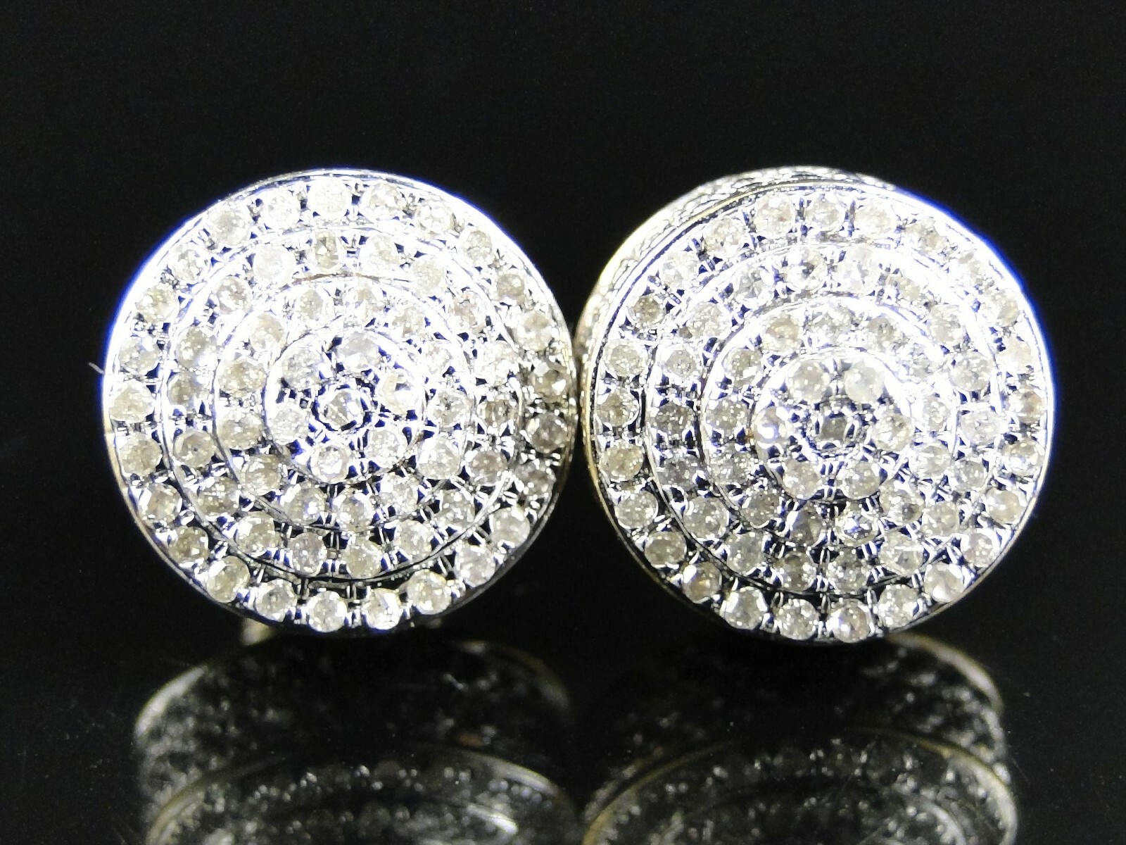 1.2ct Lab-Created Moissanite Ice Circular Disc Cluster Earring White Gold Plated