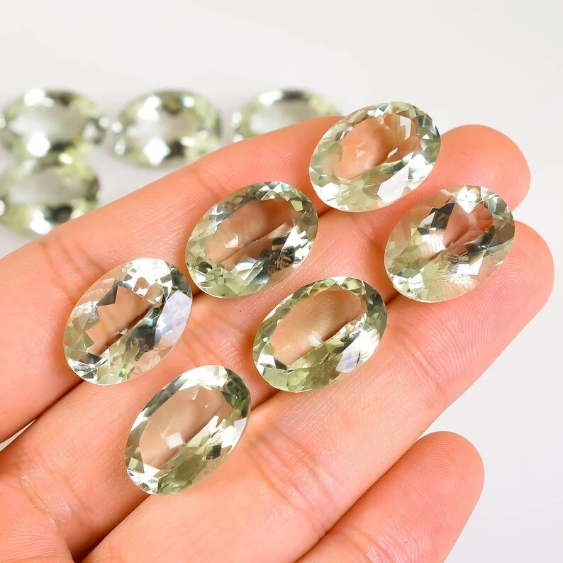 200 Pcs Natural Green Amethyst 4x3mm Oval Shape Faceted Cut Loose Gemstone