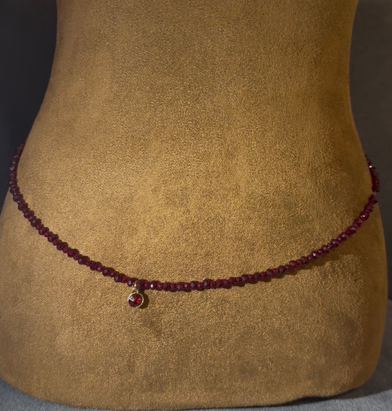 Ruby Red Crystal Stretch Waist Beads Handmade