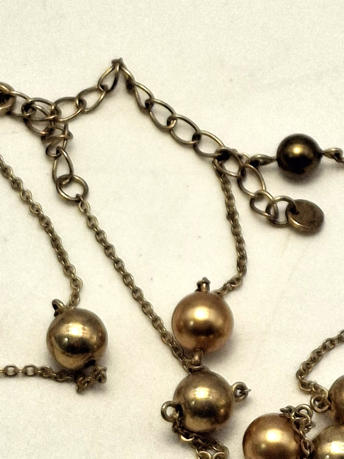 LBD Essentials Minimalist Necklace w Brass Chain Beads n Crystals Signed 39″