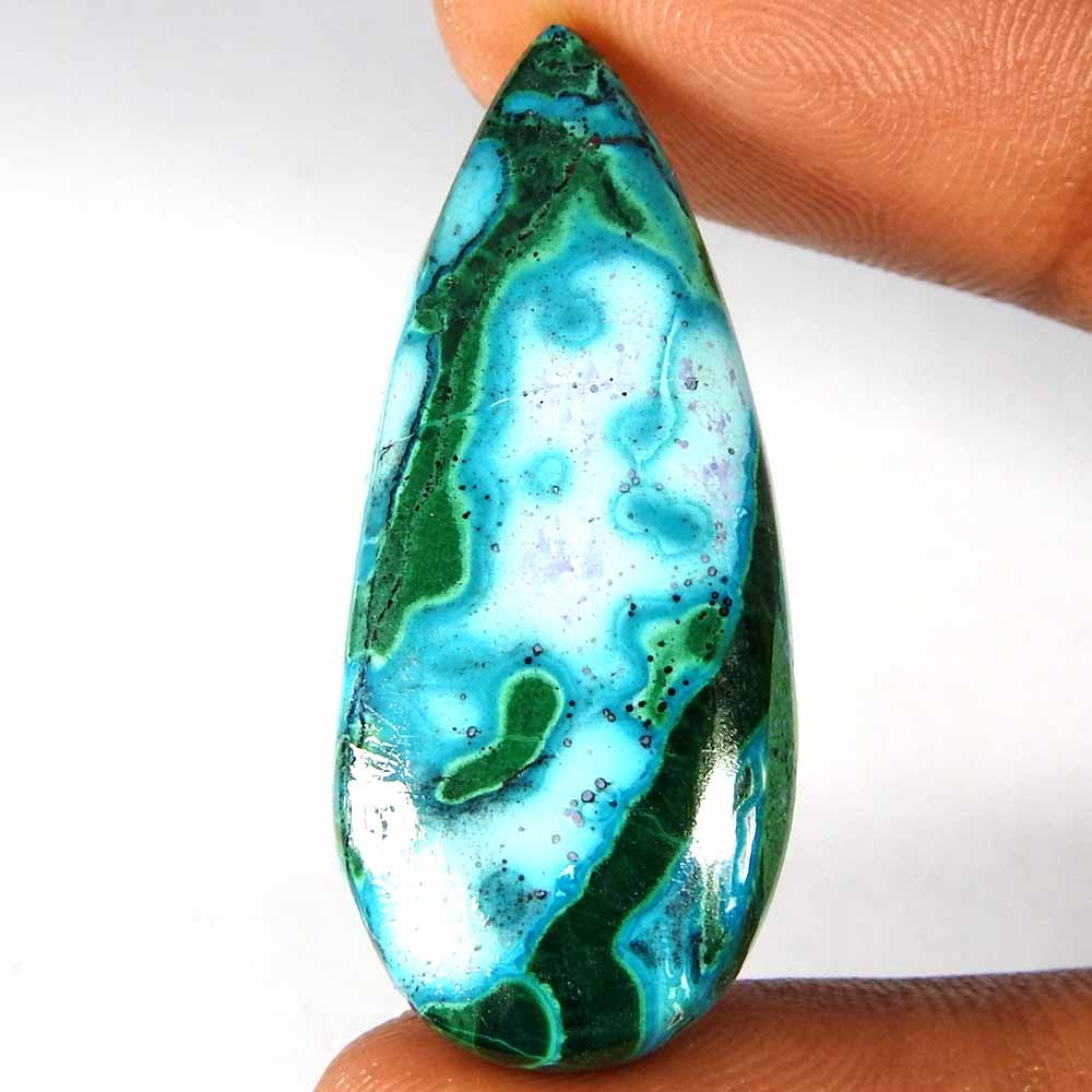 30.85Cts100%Natural Green Malachite Chrysocolla Pear Cabochon Loose Gemstone