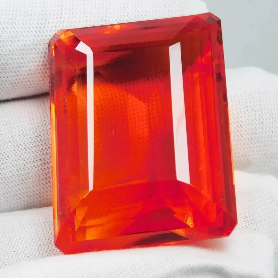 Natural Orange 300 Ct Brazilian Topaz Emerald Cut Loose Gemstone AGL Certified