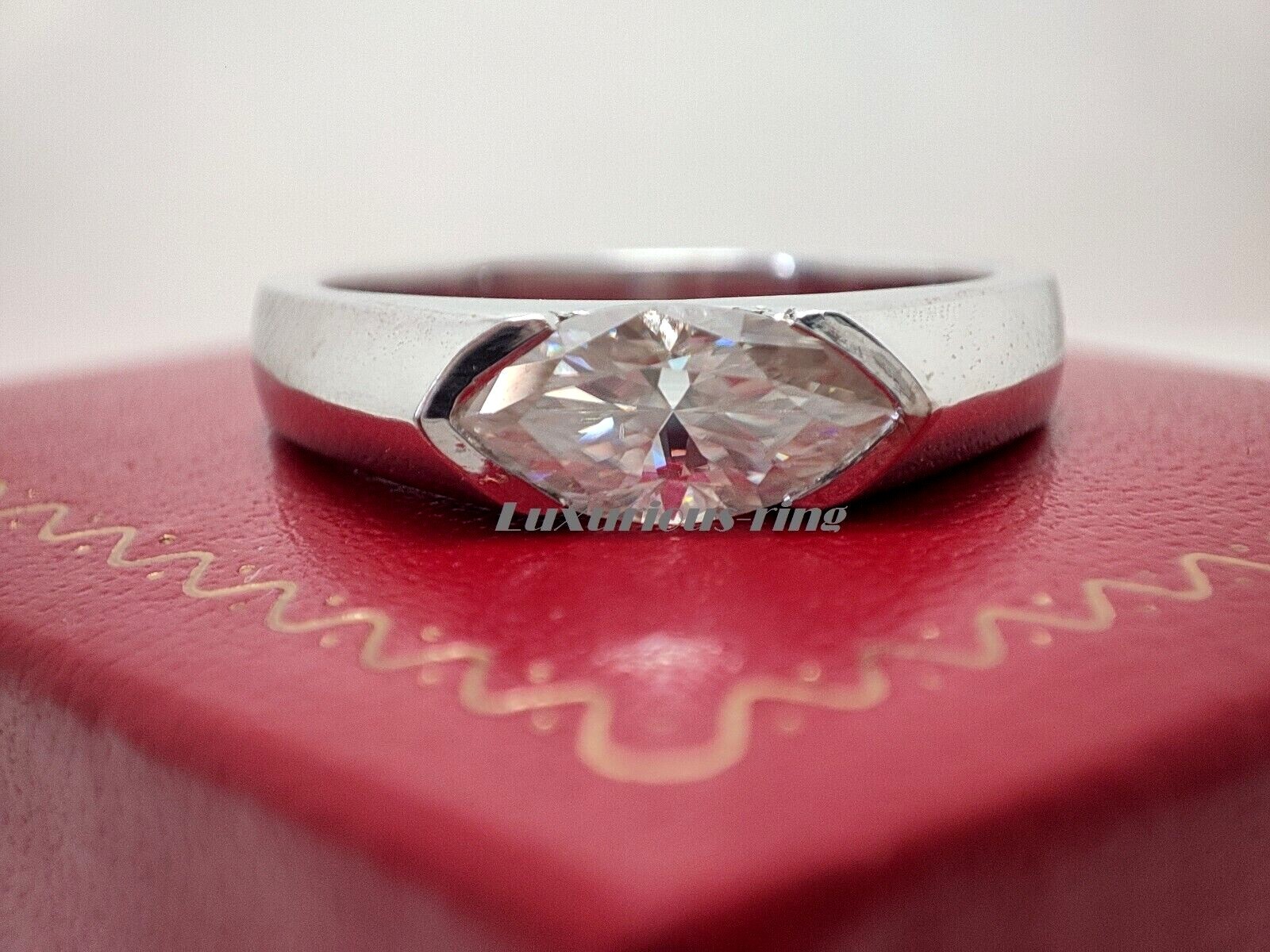 925 Starling Silver 10×5 mm Marquise Cut Classic Ring, White Moissanite Ring