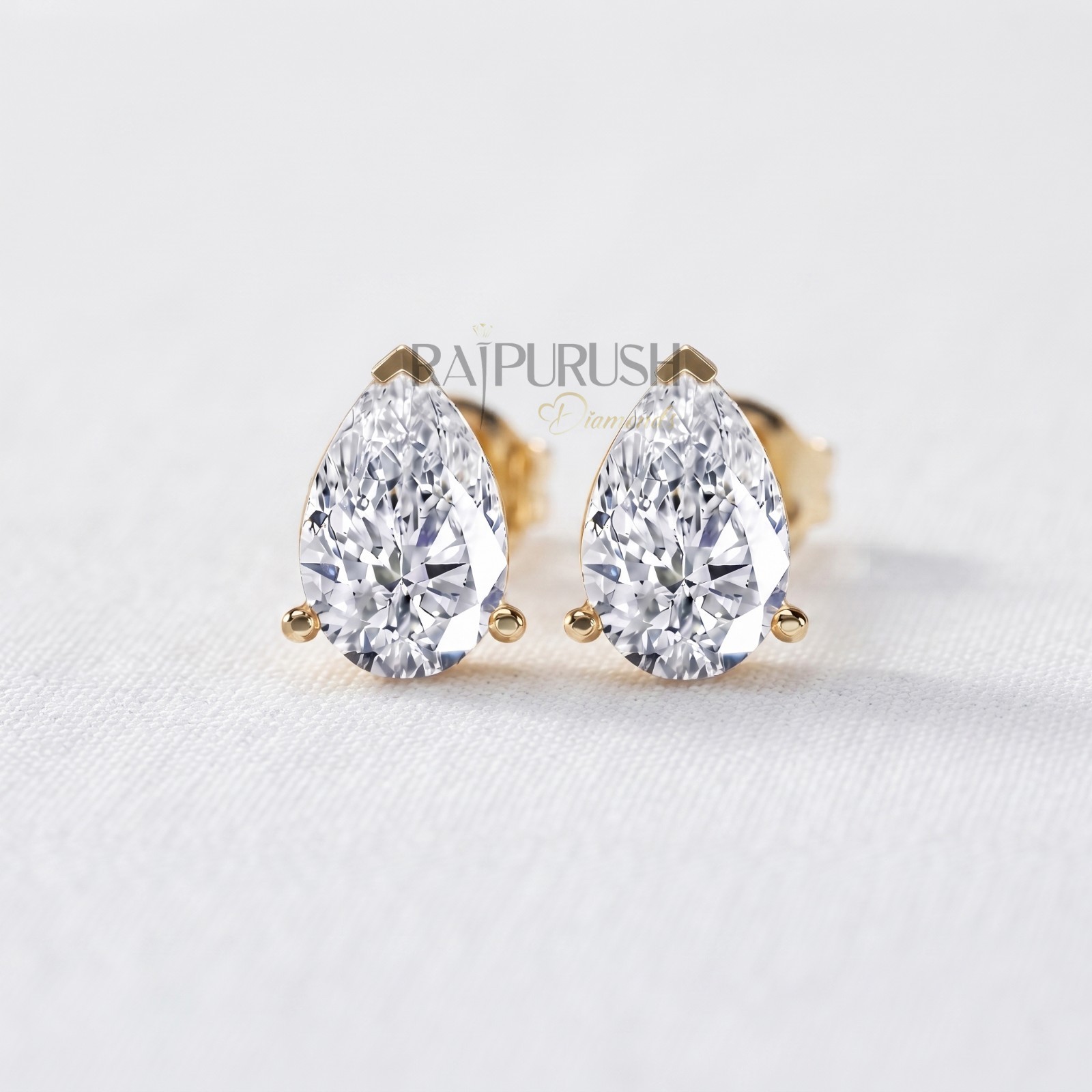 Pear Moissanite Stud Earrings VVS D Color 925 Sterling Silver Gold Plated Women