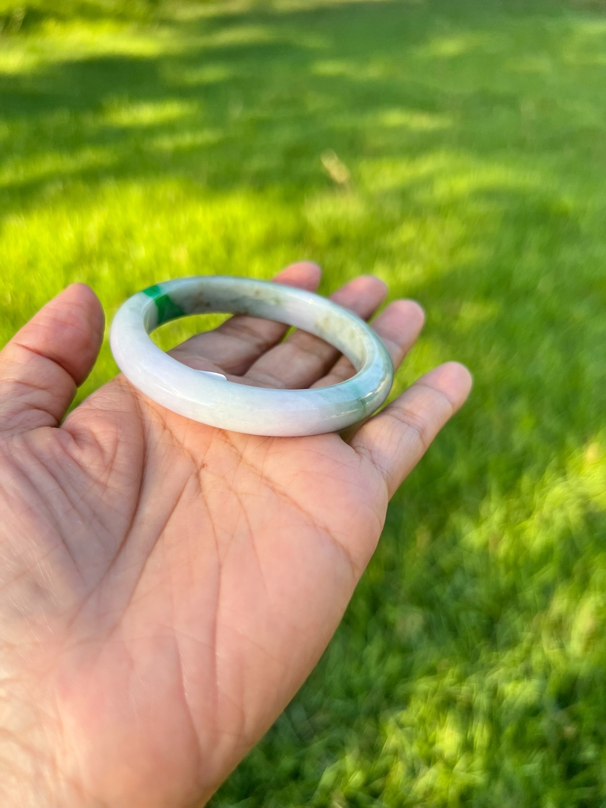 Lavender Green 100% Natural Grade A Jadeite Jade Bangle Bracelet 54mm H173