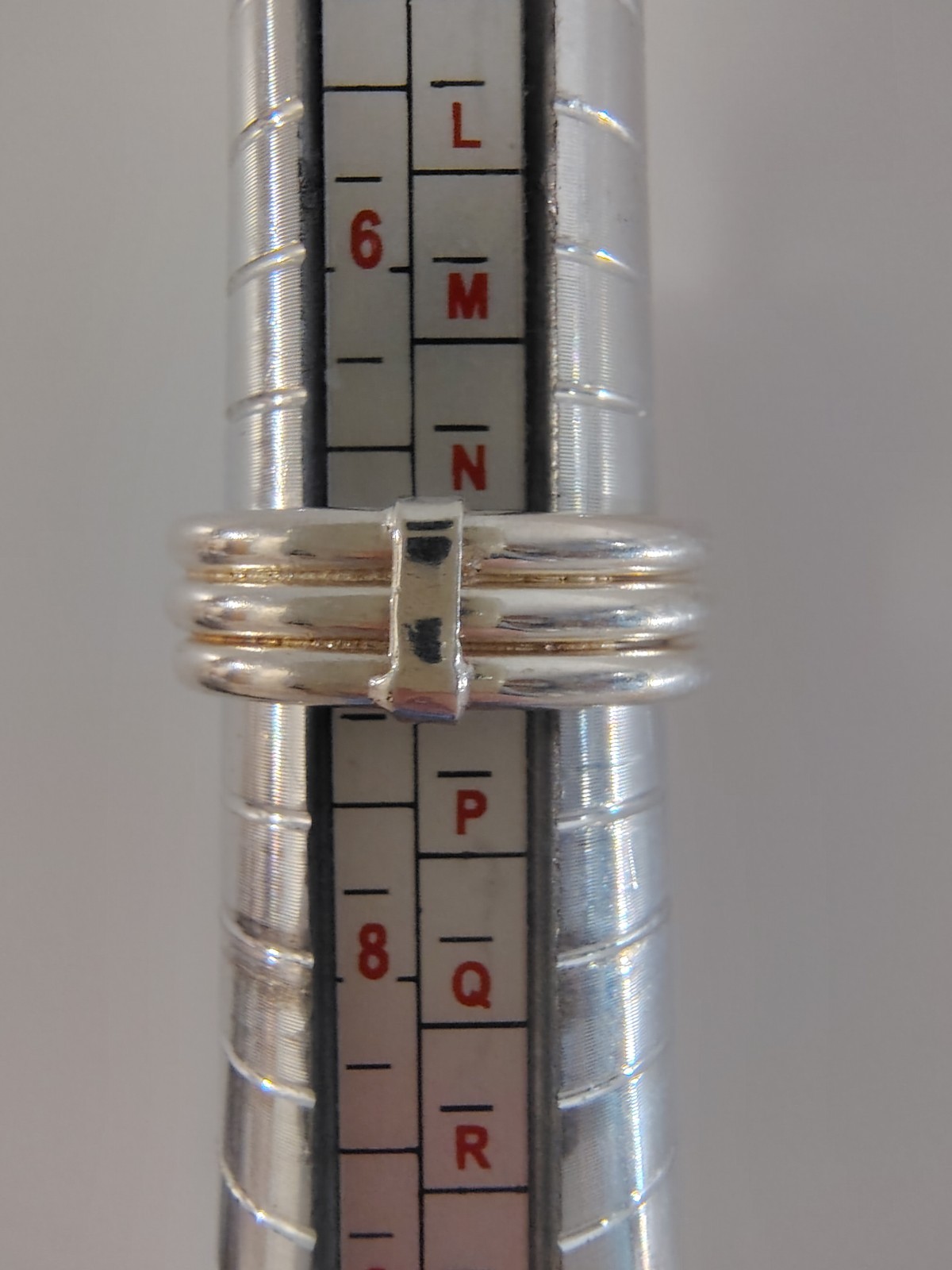 ​VTG Sterling Silver 925 Triple Band Ring Connected Stacker S Hook Motif Size 7