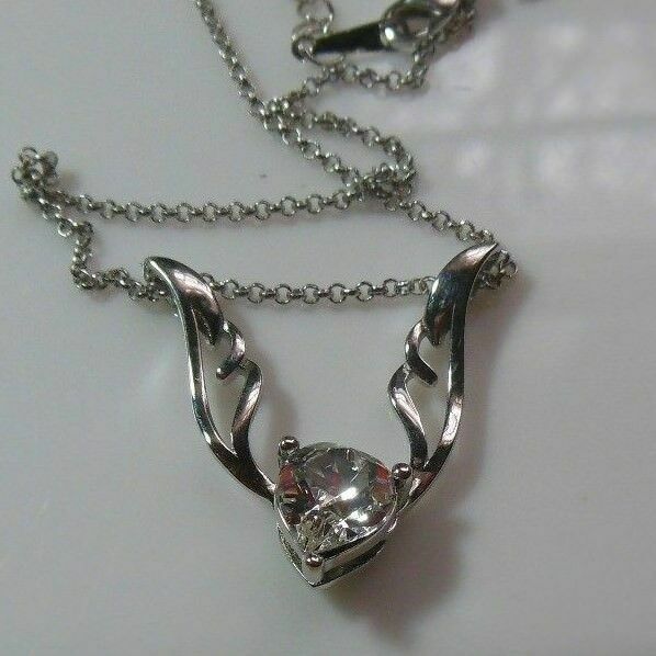 Stamped 18k GP Clear Austrian Crystal Heart Wings Pendant Necklace